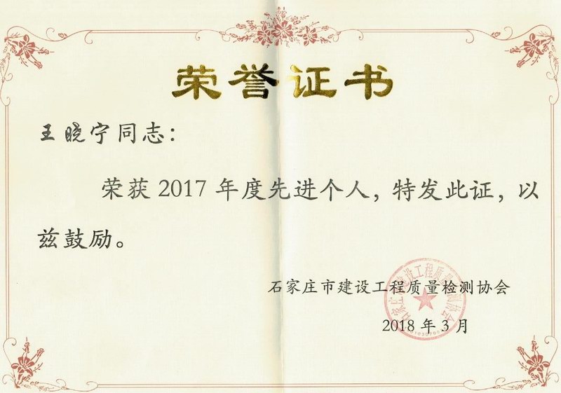 2017年王晓宁先进个人