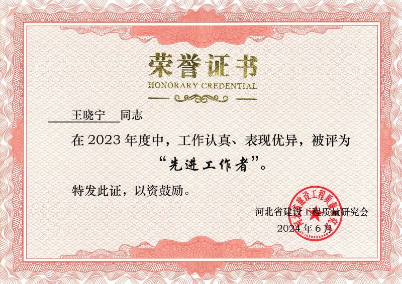2023年度王晓宁先进工作者
